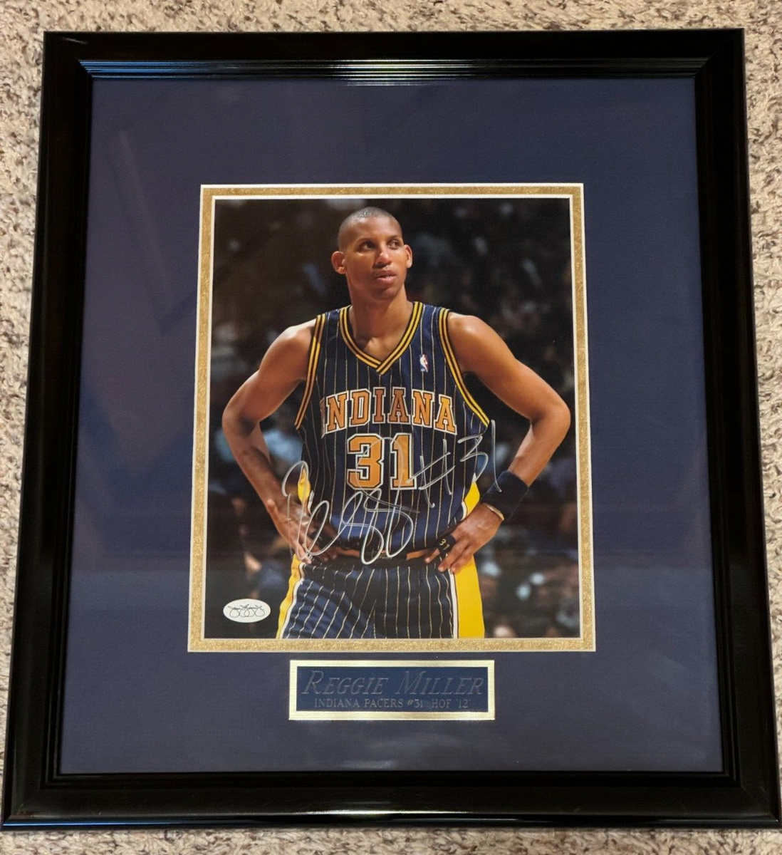 Reggie Miller Framed 8x10 Photo Signed Autograph OLD JSA Sticker +