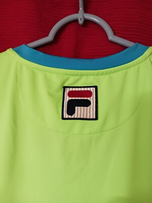 FILA Sony Open Tennis Short Sleeve Shirt Dress Women's Neon Green Blue Sze  SMALL | eBay