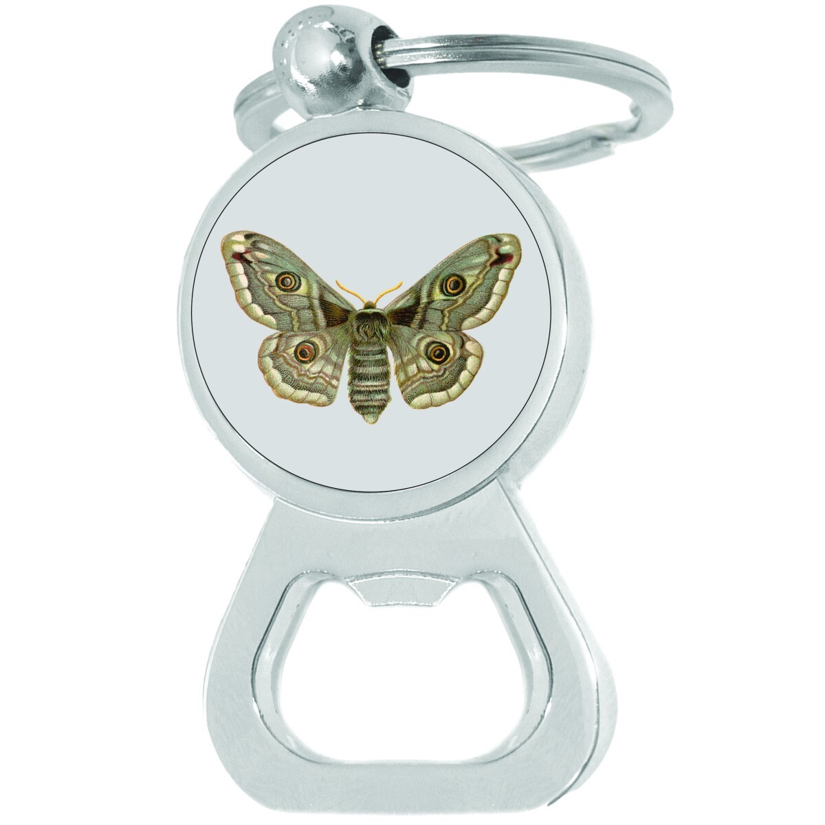 Vintage Metal Moth Bottle Opener Keychain Beer Bar Tool Key Ring