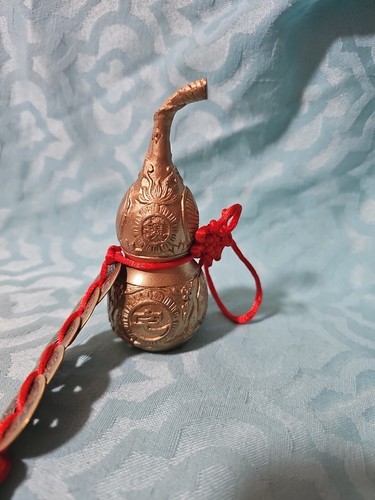 Feng Shui Pure Brass Metal Wu Lou Gourd Guord Keychain Amulet Home Decoration - Picture 2 of 4