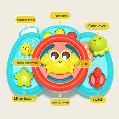 Steering Wheel Toy Cartoon Crab Interactive Light & Sound Driving Steering 