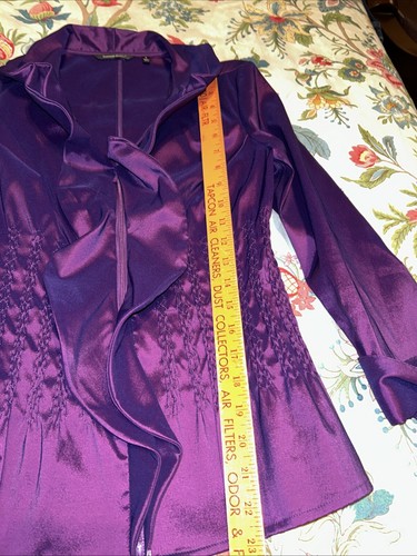Samuel Dong S Purple Taffeta Stretch Ruffled Ruched Flip Cuff NWOT (A19) - Picture 6 of 13