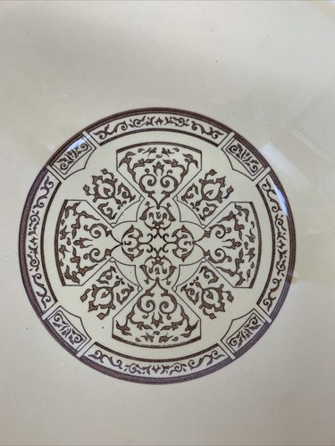 VTG MCM Moroccan Style 9” Yellow and Brown Round Bowl Unknown Marker - Picture 5 of 14