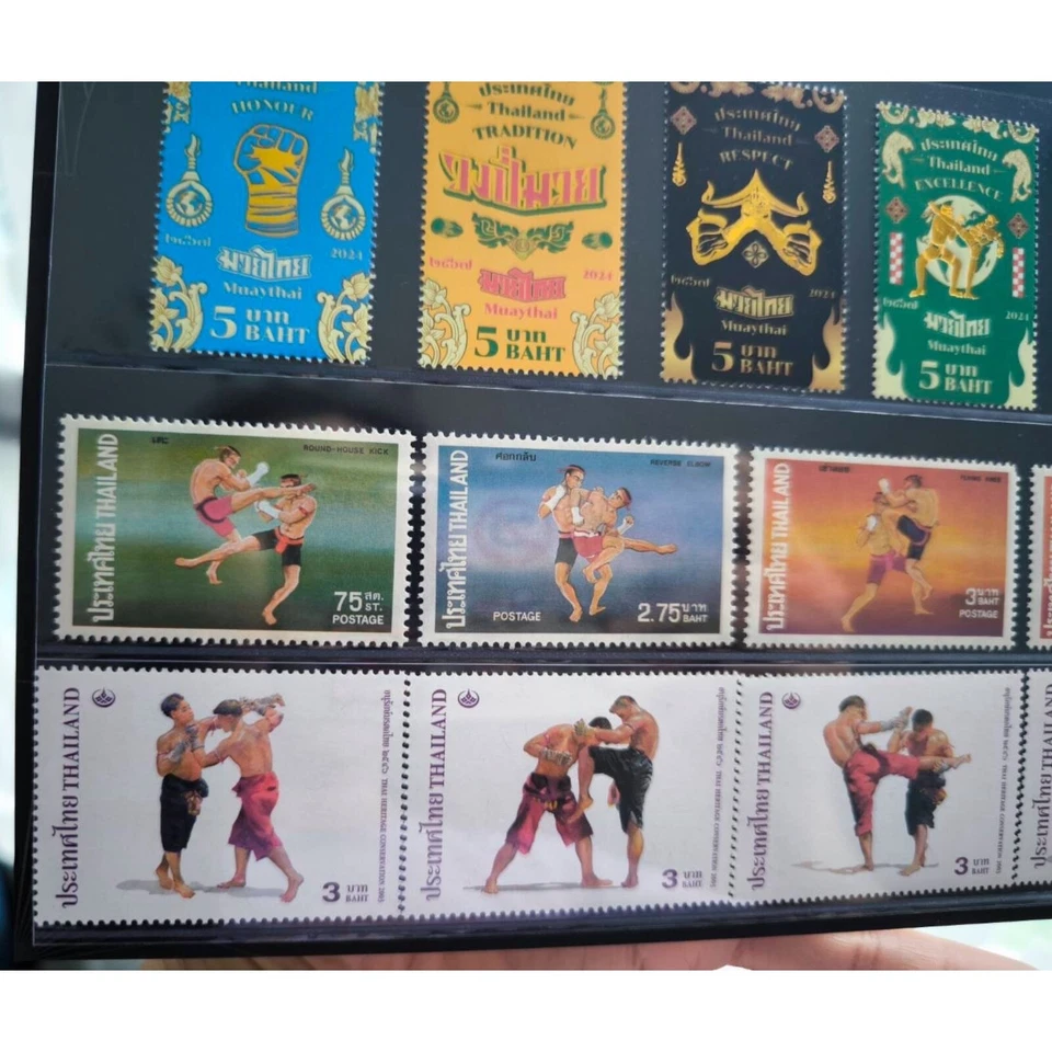 Juego de estampillas de boxeo de Muay Thai de colección nueva colección de franqueo raro 1975-2024 regalo Foto 4 de 4