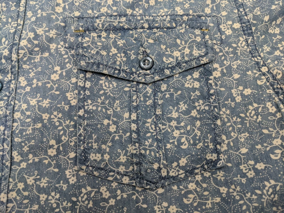 Camisa Buffalo David Bitton Para Hombre Talla XL Azul Floral Paisley Premium Manga Corta Foto 4 de 4