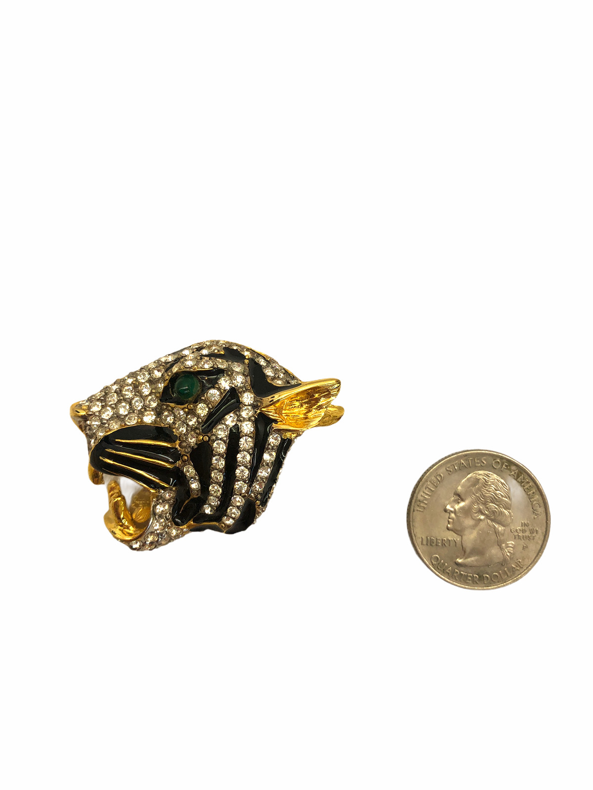 Vintage VTG Kenneth Jay Lane Tiger Jaguar Rhinest… - image 2