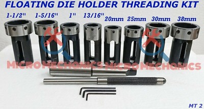 MT2 Lathe Tailstock Die Holder Set Floating Type 2MT Shank Threading Kit USA @