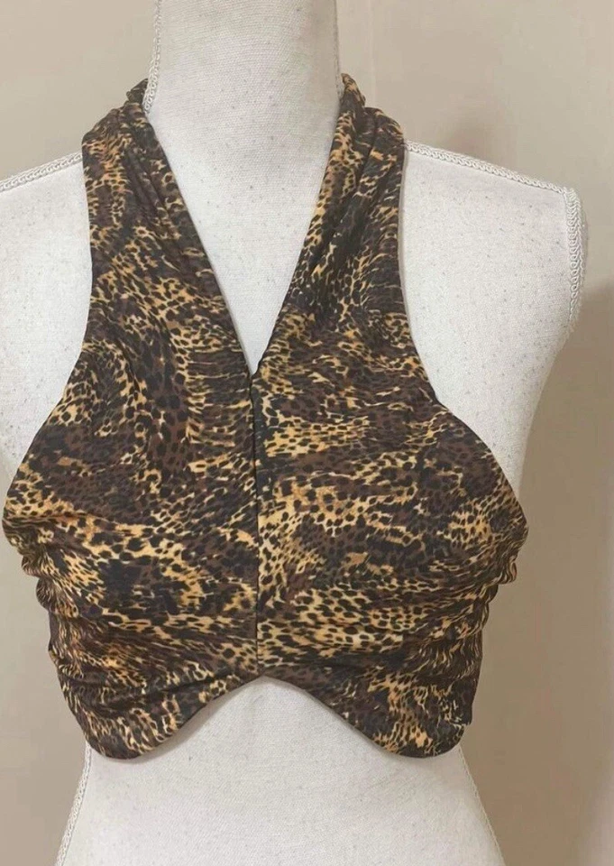 New Out from Under Green Multicolor Floral Underwire Bikini Halter Top Size S - Image 3 of 4