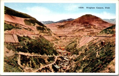 Postcard Bingham Canyon Utah White Border