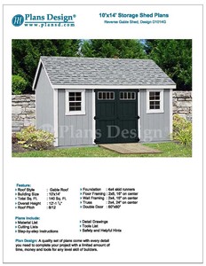 Utility Garden Shed Plans 10' x 14' Reverse Gable Roof 