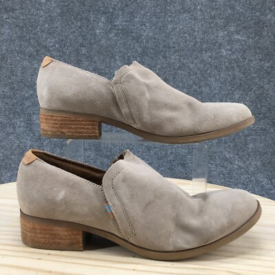 Toms Boots Womens 11 Shaye Low Ankle Bootie Beige Brown Suede Slip