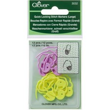 Clover Quick Locking Stitch Markers-Large 12/Pkg - 3032