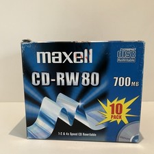 Maxell CD-RW 80 700MB Rewritable Blank Discs 10-Pack Box Brand New Sealed
