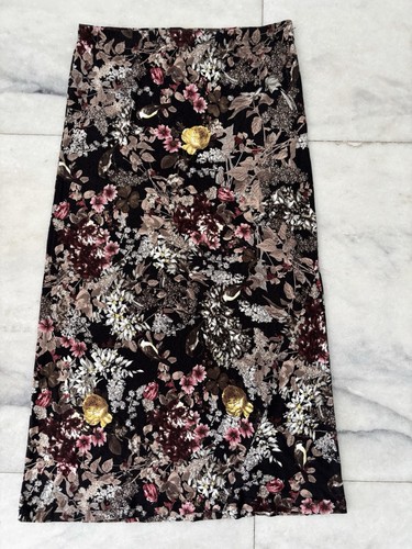Vintage Womens Skirt Midi Dark Floral Pull On Elastic Waist Large Boho Grunge - Picture 3 of 7