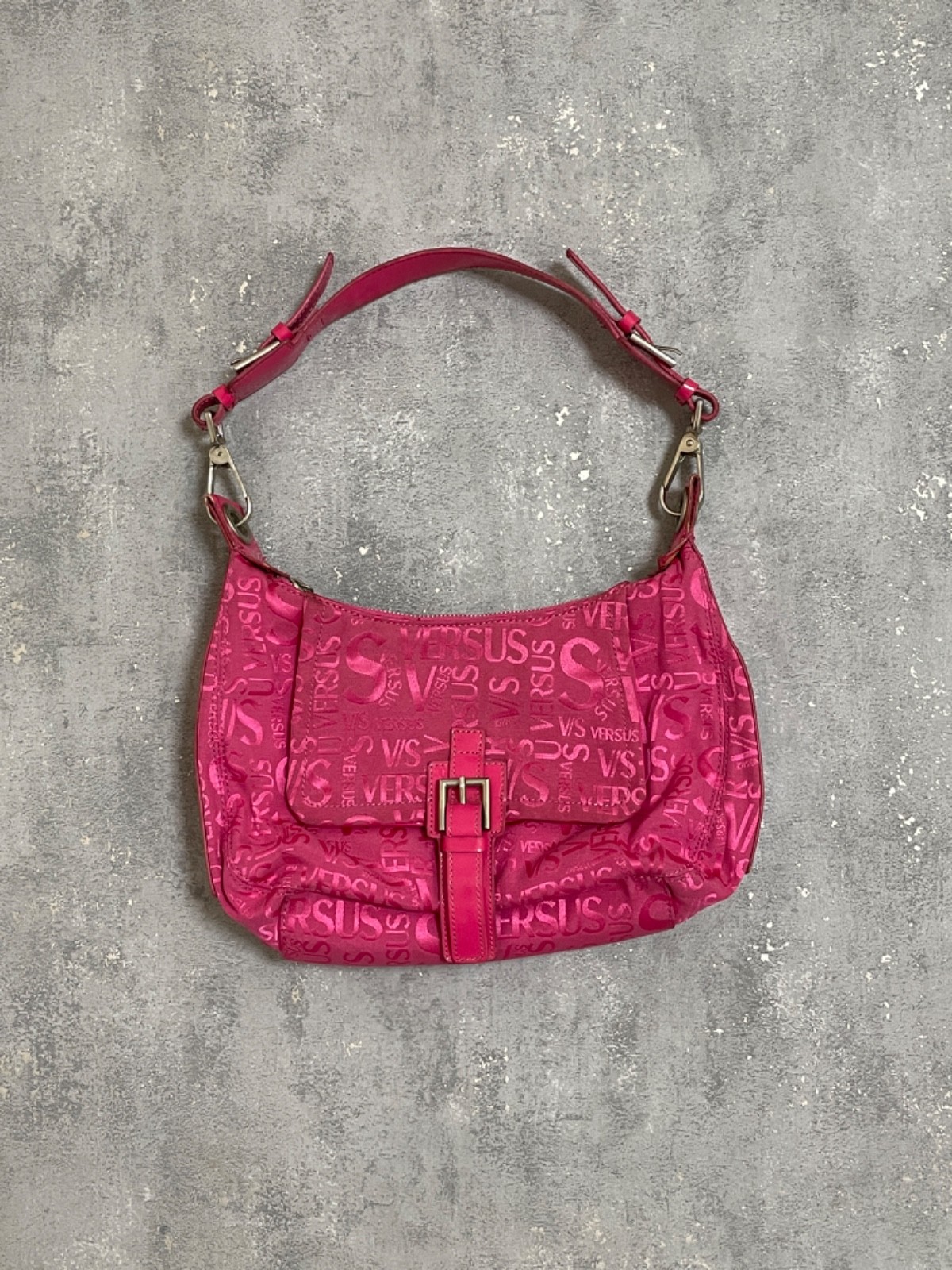 Versace Versus Y2K Vintage Pink Monogram Shoulder Bag 00s