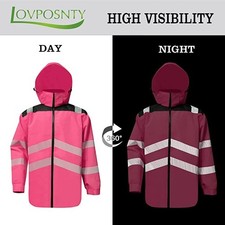 LOVPOSNTY Hi-Vis Class 3 Bomber Jacket Pink 2XL Reflective ANSI Work