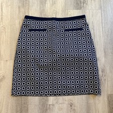 70 Talbots Women Size 2 Petite Blue Geometric Print A Line Skirt Knee Length