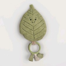 jellycat Woodland Beech Leaf Teething Ring & Rattle rare retired soft crinkley