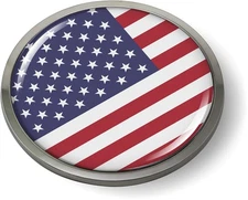 BestLicensePlateFrames American Flag 3D Domed CAR Emblem Badge Sticker Round