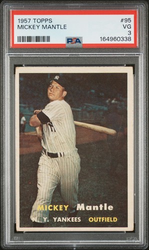 1957 TOPPS #95 MICKEY MANTLE PSA 3