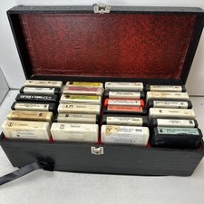 Lot of 24 8 Track Tapes w Carry Case America Foreigner Elvis AS IS UNTESTED
