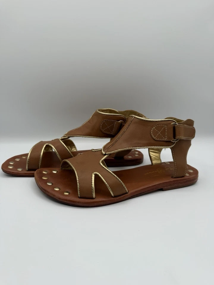 Sandalias para mujer Matt Bernson de cuero gladiador marrón dorado talla 7” Foto 4 de 4