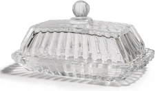 Glass Vintage Butter Dish with Lid Clear Crystal Butter Container Holder Keeper