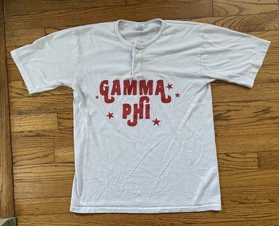 Gamma Phi White Henley Adult Medium T-Shirt Unisex (Check Measurements)