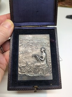 ANTIQUE FRENCH SILVER MEDAL PLAQUETTE CENTRALE DES ARTS DECORATIFS 1880 ROTY