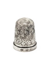 Antique Birmingham England Sterling Silver Thimble Spirals & Diamonds Sz13 #511