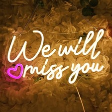 Led Neon Sign Light We Will Miss You Heart Wall Sign Decor Office Retirement