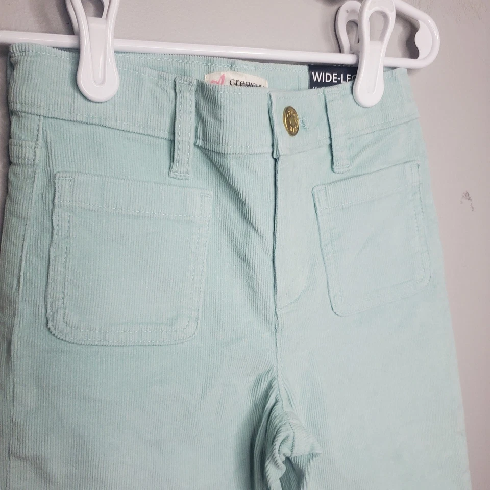 Nuevo con etiquetas Pantalón Crewcuts Factory Niñas Parche Bolsillo Pierna Ancha Pana Espuma de Mar Verde 5 Foto 3 de 4