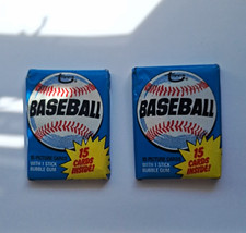 Topps 1980 Topps Baseball MLB Sealed Pack Lot, 2 Packs, 15 Cards Each, Gum