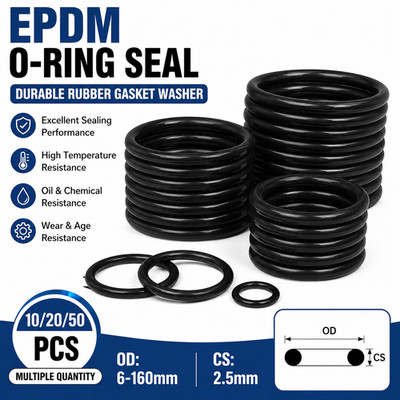 10/20/50x EPDM O-Ring Dichtung OD：6/7/8/9/10-160mm CS：2.5mm Gummi Dichtungsring