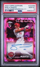 2024 Topps Chrome Sapphire Autographs Noelvi Marte Padparadscha 1/1 PSA 10