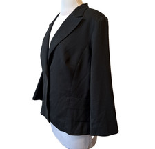 Cabi Pleated Ruffle One Button Slate Black Blazer Women's 16 Business Office