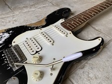 Stratocaster Black Nitro Heavy Relic Guitar-Squier By Fender