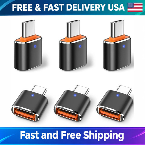 6 Pack USB C to USB 3.0 Adapter OTG Type C Male to USB A Female Black
