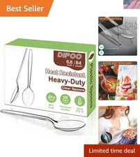 6.8" Disposable Plastic Spoons   Sturdy  Heat Resistant, 84 Count
