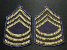 WW2 US Army Master Sargent Chevron Rank Pair OD On Blue