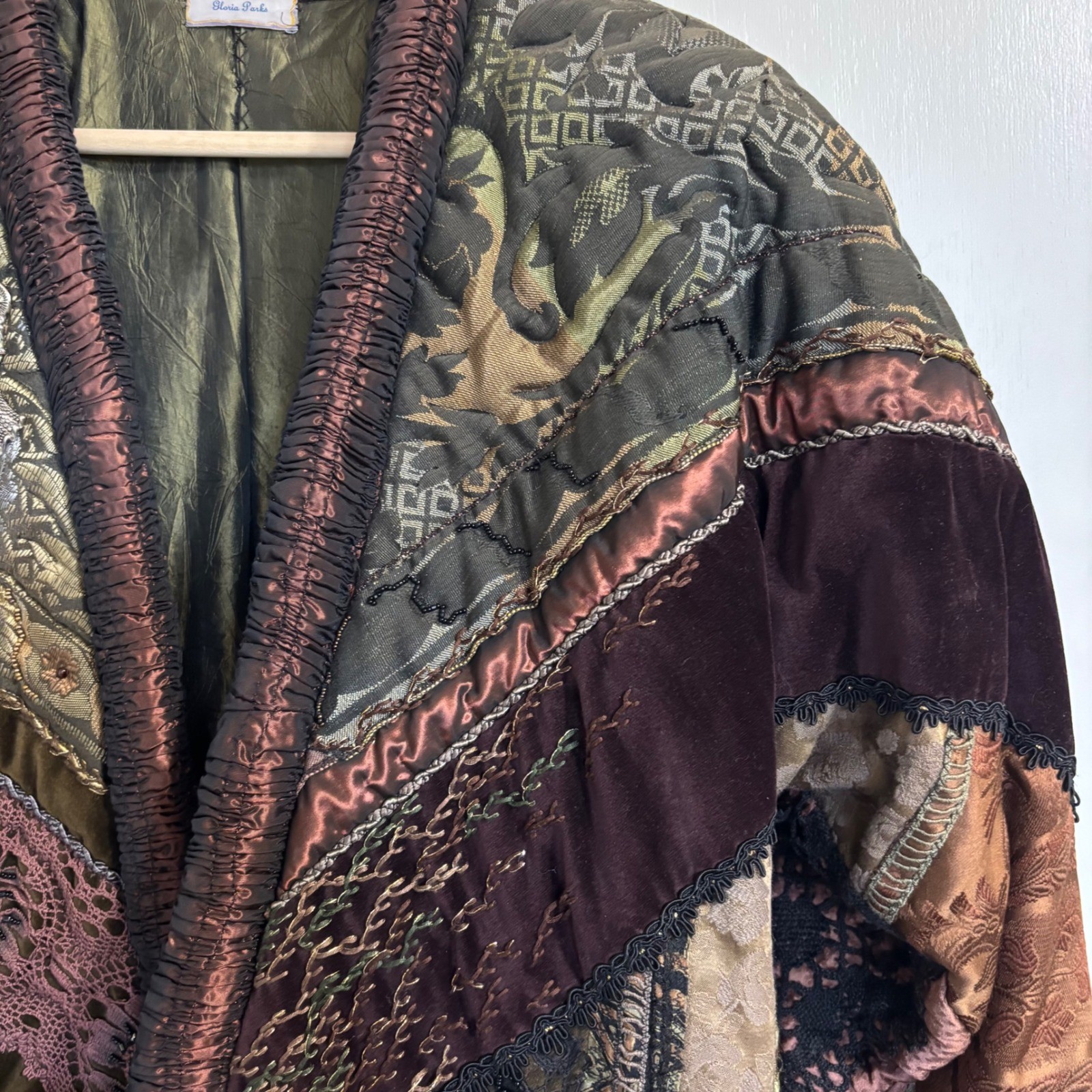 Vintage Crazy Quilt Patchwork Jacket Long Coat Ve… - image 6