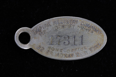 Vintage Empire Registry Company New York Advertising Metal ID Fob