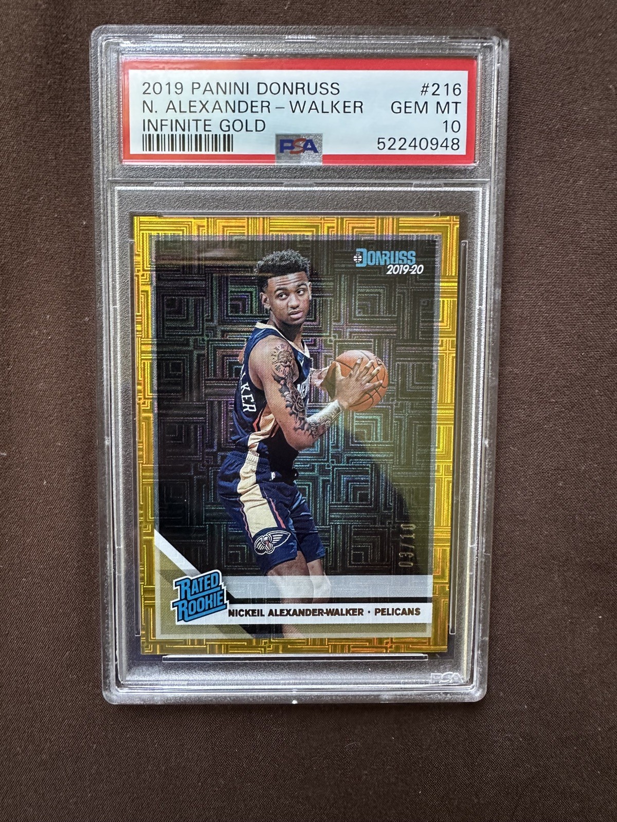 2019-20 Donruss Infinite Gold #216 Nickeil Alexander-Walker RC Rated /10 PSA 10