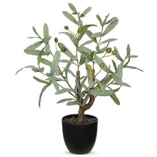 Small Faux Olive Tree 18.9" Artificial Olive Plant with Black Pot Decorative ...