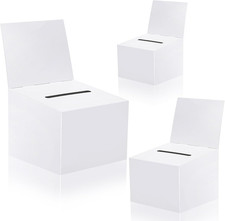 3 Pcs Raffle Boxes Ballot Box for Fundraising, 6.5 X 4.5 X 4.5 Inch Cardboard Bo