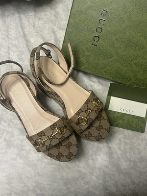 Gucci Women's Horsebit Platform Wedge Sandals SIZE 37