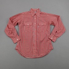 Vintage Levis Shirt Men Large Red White Picnic Plaid Gingham Check Button Up 80s