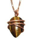 Protection Tigers Eye Tiger's PENDANT Worry Stone Talisman Wire Wrap Handmade #9