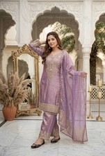 Beautiful Silk Purple Palazzo Suit With Dupatta For Indian Functional Wear