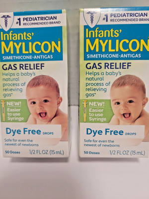 Infants' Mylicon 0.5oz. Gas Relief Dye Free Drops 50 Doses 2 packs  Exp. 10/2026